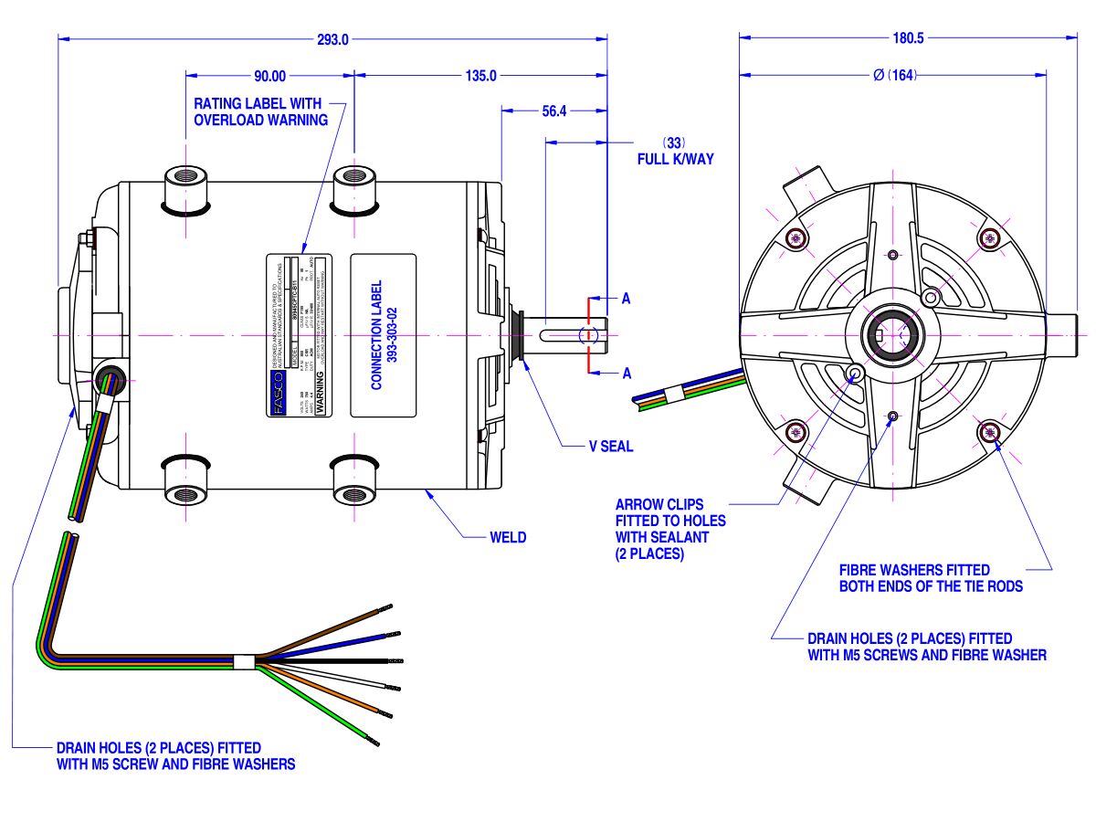 Fasco Fan Motor 240V 950W 80945CPTC-B11