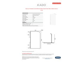 Specification Sheet - Kado Lux Frameless Curved Panel with Wall Channel Clear Glass 1200mm Chrome