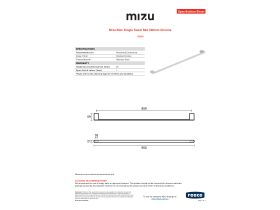 Specification Sheet - Mizu Bloc Single Towel Rail 900mm Chrome