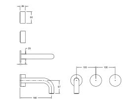 Sussex Pure Wall Basin Hostess System 160mm (3 Star)