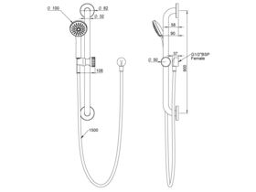 Posh Solus MK3 Grab Rail Shower 1 Function 900mm Chrome (4 Star)
