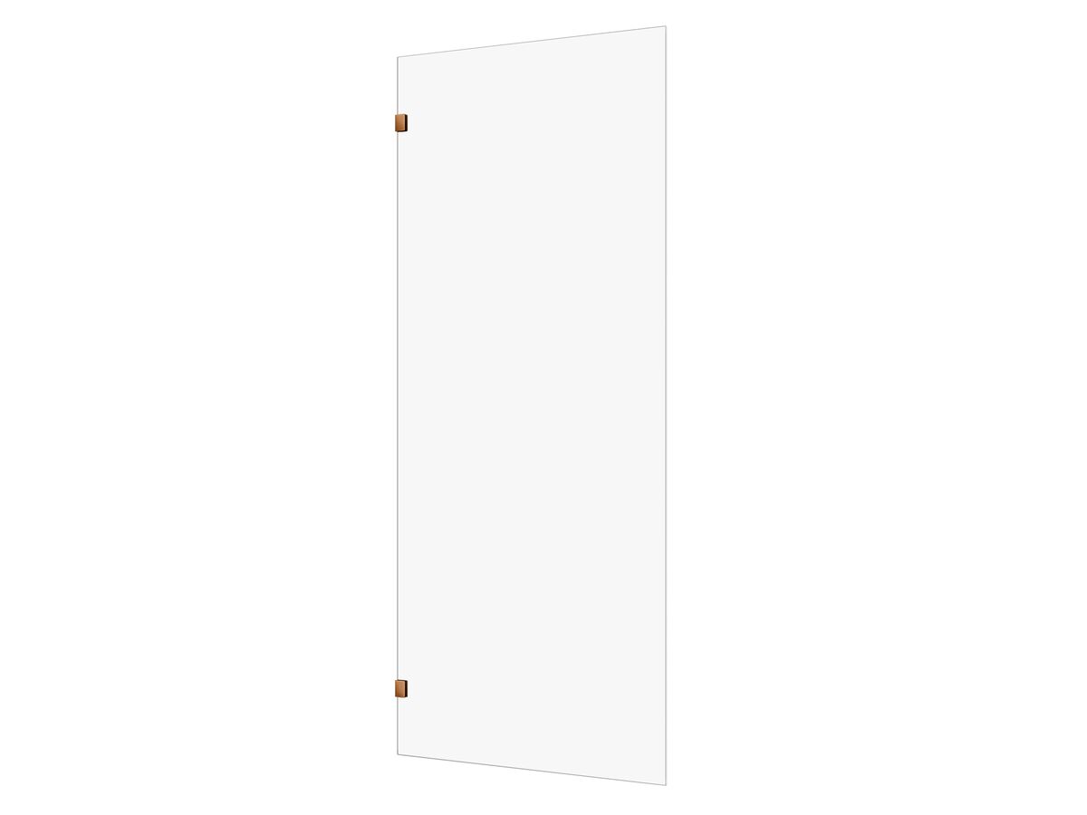 Hero - Kado Lux Frameless Rectangular Panel with Wall Clips Clear Glass 900mm Brushed Bronze