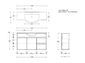 Posh Domaine Semi-Recessed 1200 Centre Wall Hung Cast Marble