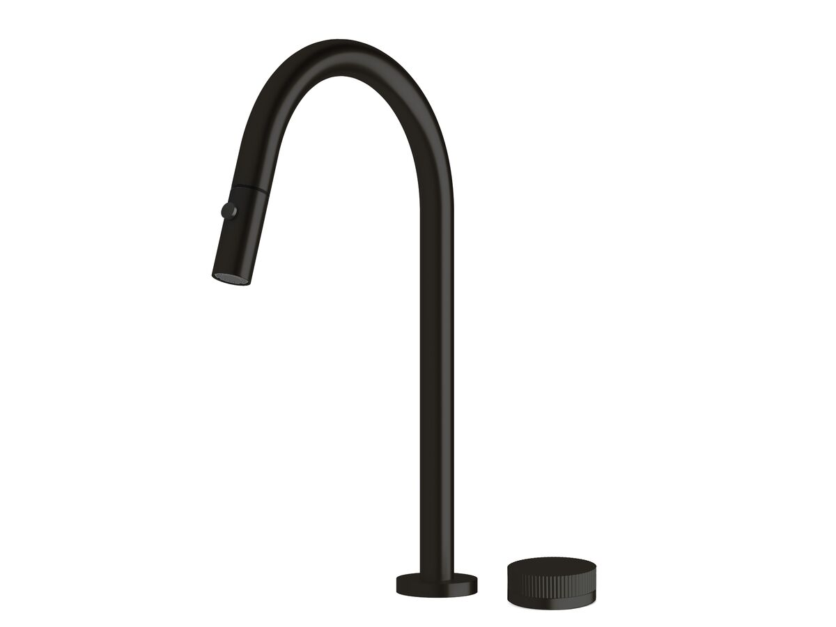 Sussex Pure Progressive Sink Mixer Tap Set with Pull Out Spray and Linear Textured Handle PVD Matte Black (4 Star)