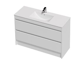Posh Domaine Twin 1200 2 Drawer Floor Standing White Console Top Gloss White
