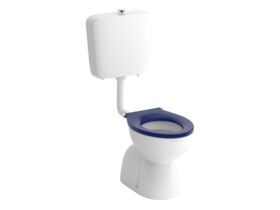 Hero - Wolfen Care Plastic Link Toilet Suite with Concealed S-Trap Single Flap Blue Seat & Button (4 star)