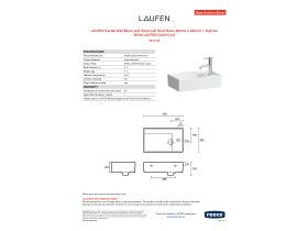 Specification Sheet - AUFEN Kartell Wall Basin with Shelf Left Hand Bowl 460mm x 280mm 1 Taphole White LAUFEN Clean Coat