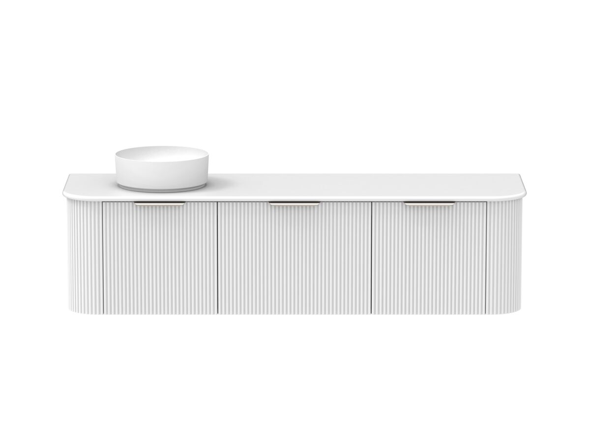 Supporting Image - Kado Neue Fluted Double Curve All Drawer 1800 Wall Hung Vanity with Left Hand Basin 20mm Ultra White