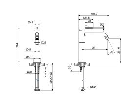Milli Inox Extended Basin Mixer Stainless Steel (5 Star)