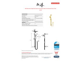 Specification Sheet - Milli Monument Single Rail Shower with Separate Water Inlet Brushed Gold (3 Star)