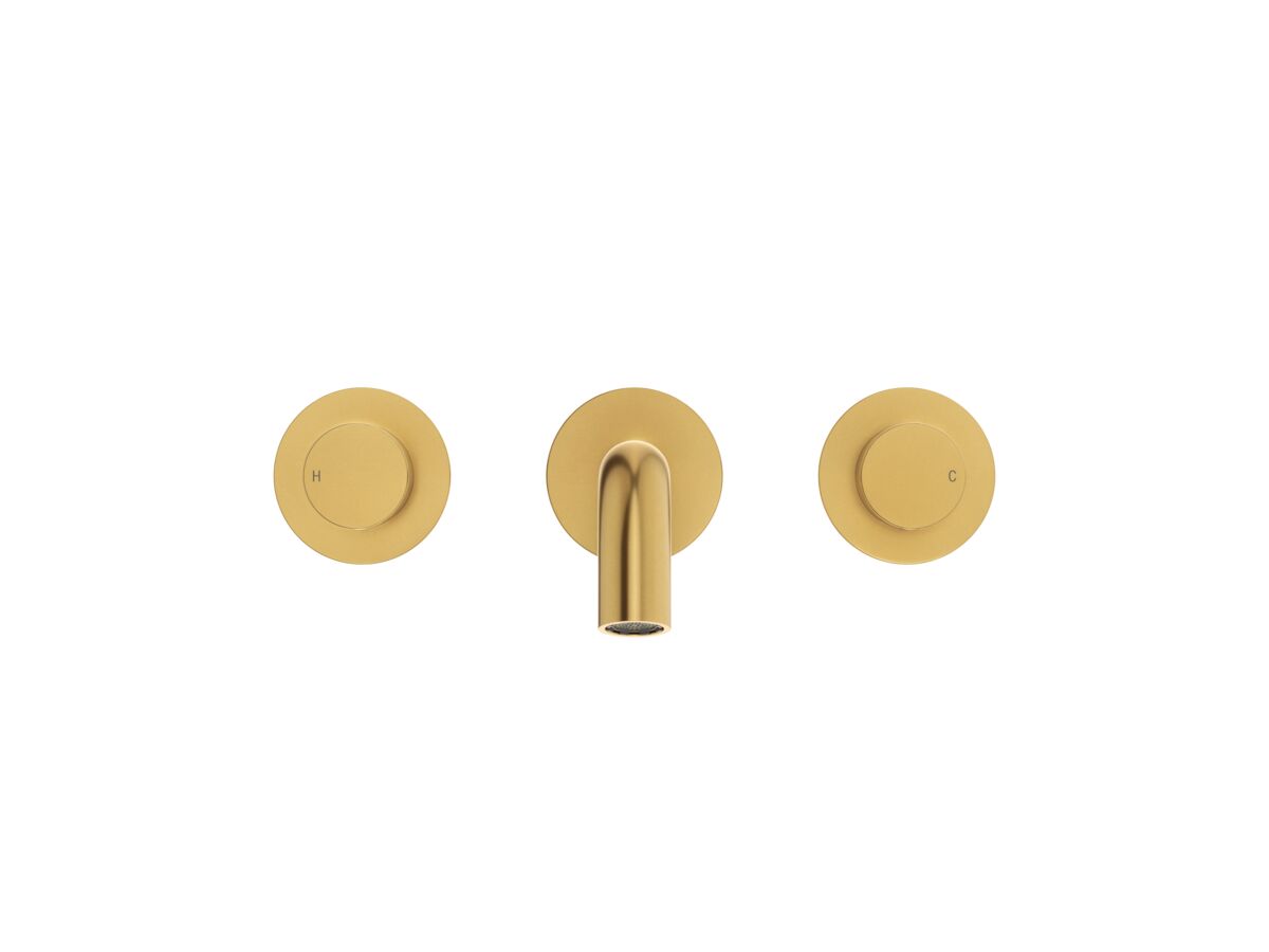 Supporting Image 2 - Mizu Drift Dial Wall Basin/Bath Set 200mm Brushed Brass (6 Star) Lead Free - Front