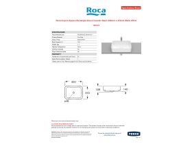 Specification Sheet - Roca Inspira Square Rectangle Above Counter Basin 500mm x 370mm Matte White