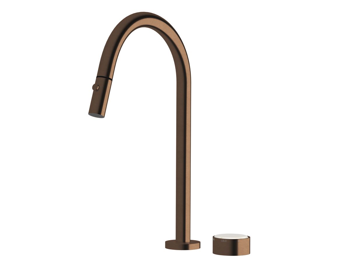 Supporting Image - Sussex Pure Elemental Progressive Sink Mixer Set Pull Out Spray PVD Brushed Bronze (4 Star) Lead Free with Aurora Insert