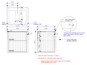 ISSY Cloud II 600mm x 500mm x 610mm Wall Hung Vanity Unit 2 Touch Latch Drawers Semi Inset (No Basin)
