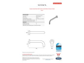 Specification Sheet - Sussex Scala 25mm Wall Outlet Curved 200mm Chrome (3 Star)