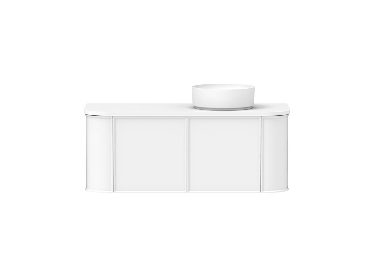 Hero - Kado Era Double Curve All Door 1200mm Wall Hung Vanity with Right Hand Basin 20mm Top Matte White