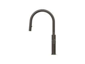 Mizu Drift Pull Out Gooseneck Sink Mixer Curve 2 Function Brushed Gunmetal (5 Star)