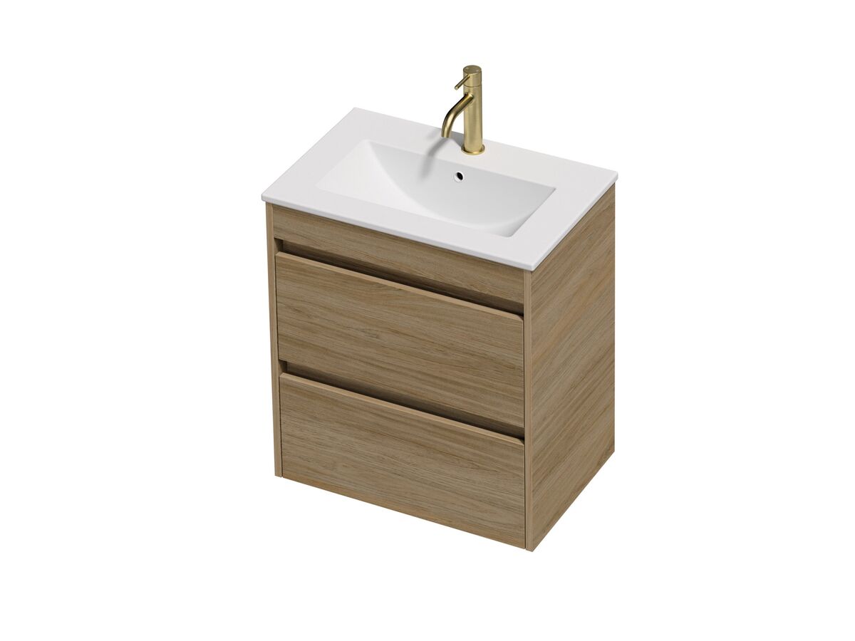 Posh Domaine Ensuite 600 2 Drawer Wall Hung Colour Console Top Matte White