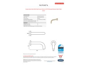Specification Sheet - Sussex Scala 25mm Wall Outlet Curved 160mm LUX PVD Brushed Platinum Gold (3 Star)