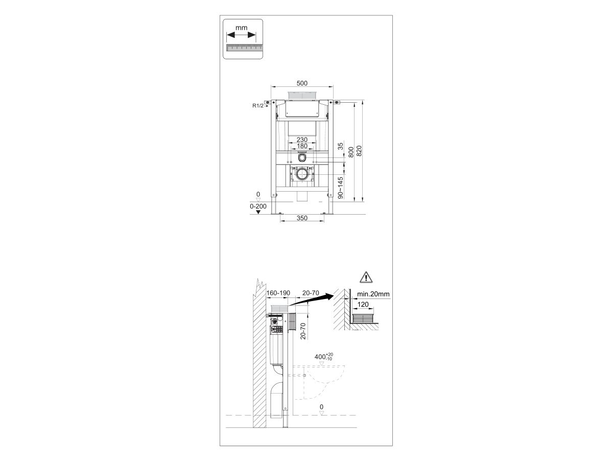 Hideaway+ Under Counter Cistern Wall Hung Frame (4 Star)