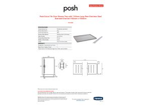 Specification Sheet - Posh Solus Tile Over Shower Tray with 1140mm Long Rear Stainless Steel Standard Channel 1500mm x 1000mm