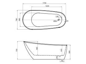 Kado Neue Freestanding Bath 1730 x 780 x 730mm