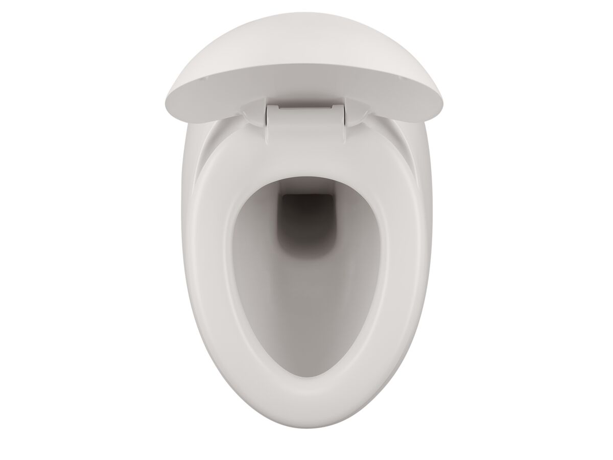 Supporting Image 4 - LAUFEN Alessi Rimless Wall Hung Pan with Soft Close Seat Matte White (4 Star) - Top with Seat Open