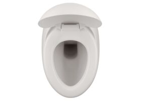 Supporting Image 4 - LAUFEN Alessi Rimless Wall Hung Pan with Soft Close Seat Matte White (4 Star) - Top with Seat Open