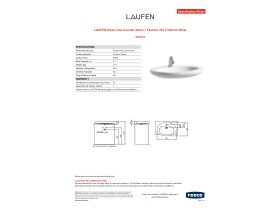 Specification Sheet - LAUFEN Alessi One Counter Basin 1 Taphole 750 x 520mm White