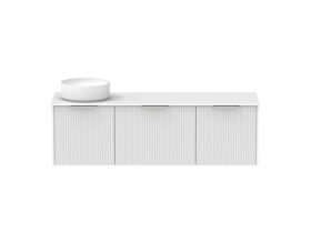 Supporting Image - Kado Neue Fluted Square All Drawer 1500mm Wall Hung Vanity with Left Hand Basin Durasein 12mm Top Ultra White