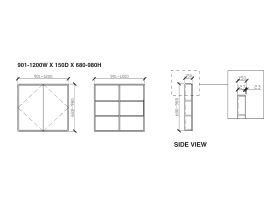 ISSY Z8 Double Shaving Cabinet Custom 901-1200mm (Wide) x 150mm (Deep) x 680mm-980mm (Height)