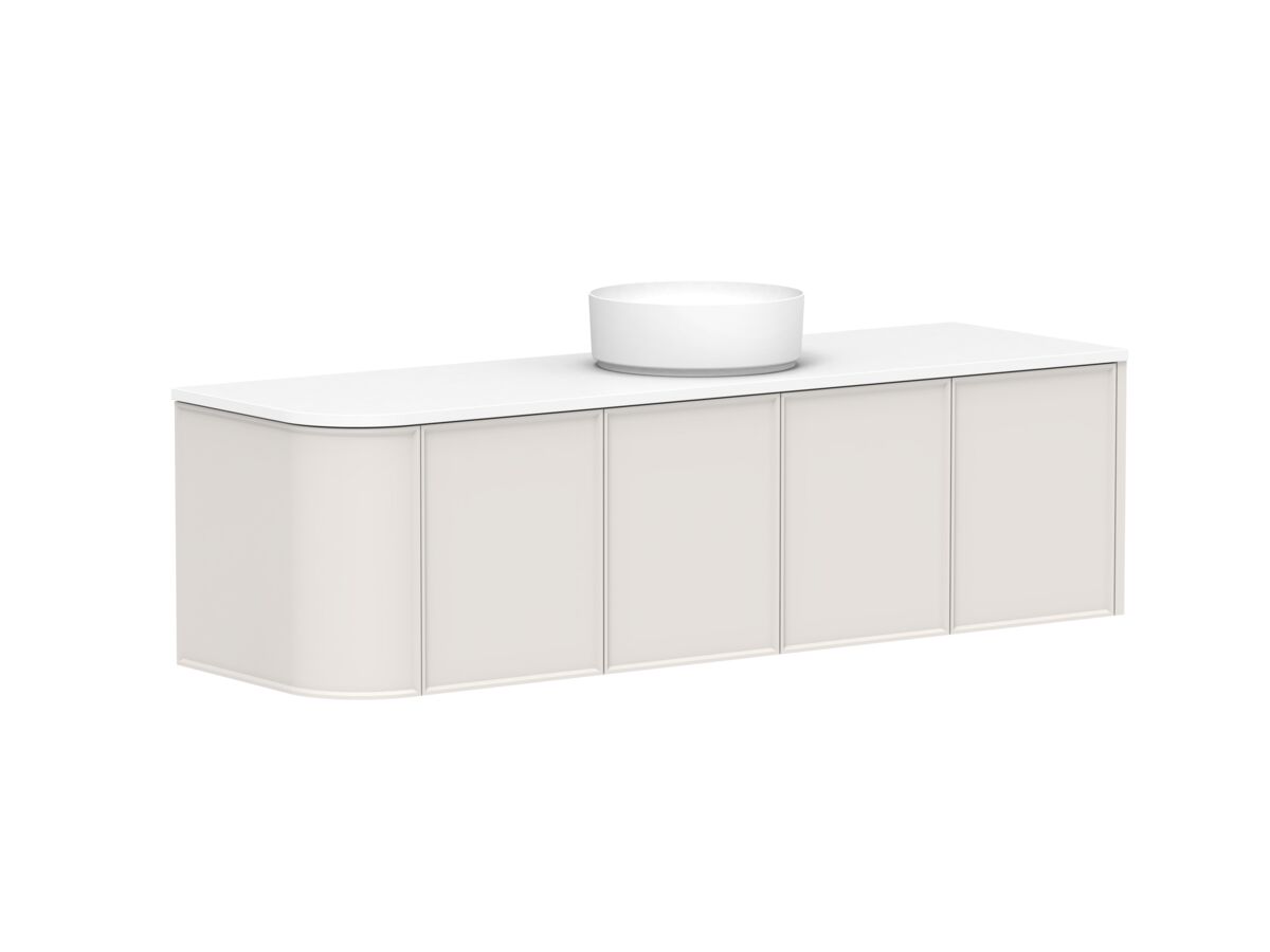 Supporting Image - Kado Era Single Curve All Door 1650mm Wall Hung Vanity with Centre Basin 20mm Top Feather Grey