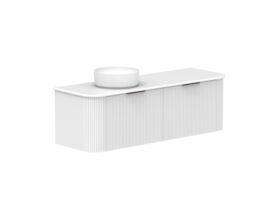 Supporting Image 2- Kado Neue Fluted Double Curve All Drawer 1500 Wall Hung Vanity with Left Hand Basin 20mm Ultra White