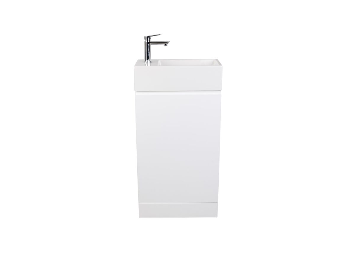 Hero - Posh Solus 485mm Powder Room Vanity Unit with Kick Right Hand Bowl 1 Taphole White
