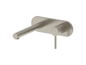 Mizu Drift Wall Basin/Bath Mixer Set Straight Spout Brushed Nickel (6 Star)