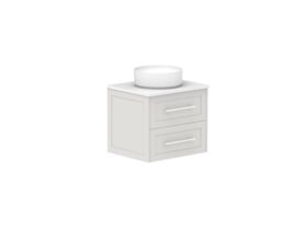 Supporting Image - Kado Lux All Drawer 600mm Wall Hung Vanity Centre Basin 20mm - Feather Grey - Angle