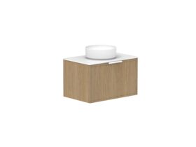 Hero - Kado Lux Slim All Drawer 750mm Wall Hung Vanity with Centre Basin Durasein 12mm Top Boston Oak
