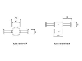 Technical Drawing - Hydrotherm Pure Vertical Heated Towel Rail Robe Hook