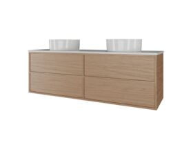 Supporting Image - Kado Aspect Wall Hung Vanity Unit 1500mm Double Bowl 4 Drawer Corian 20mm Top - Boston Oak