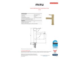 Specification Sheet - Mizu Drift MK2 Basin Mixer Brushed Brass (5 Star)