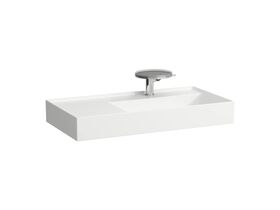 LAUFEN Kartell Wall/Counter Right Hand Basin 1 Tap Hole 900x460 with Fixing Bolts White