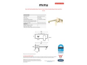 Specification Sheet - Mizu Silk Wall Basin/Bath Mixer Tap Set Trimset 188mm Brushed Brass (6 Star) Lead Free