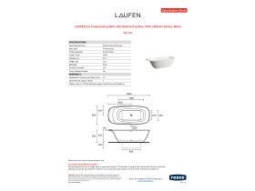 Specification Sheet - LAUFEN Ino Freestanding Bath with Shelf & Overflow 1800 x 800mm Sentec White
