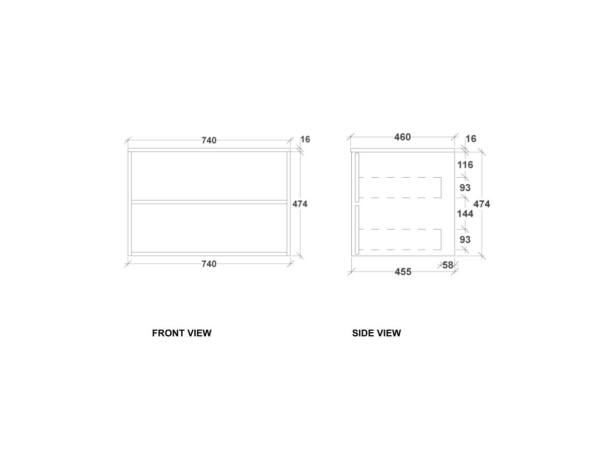 Kado Aspect 750mm Wall Hung Vanity Unit Timber Top