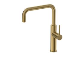 Mizu Drift Gooseneck Sink Mixer Tap Square Brushed Brass (5 Star)
