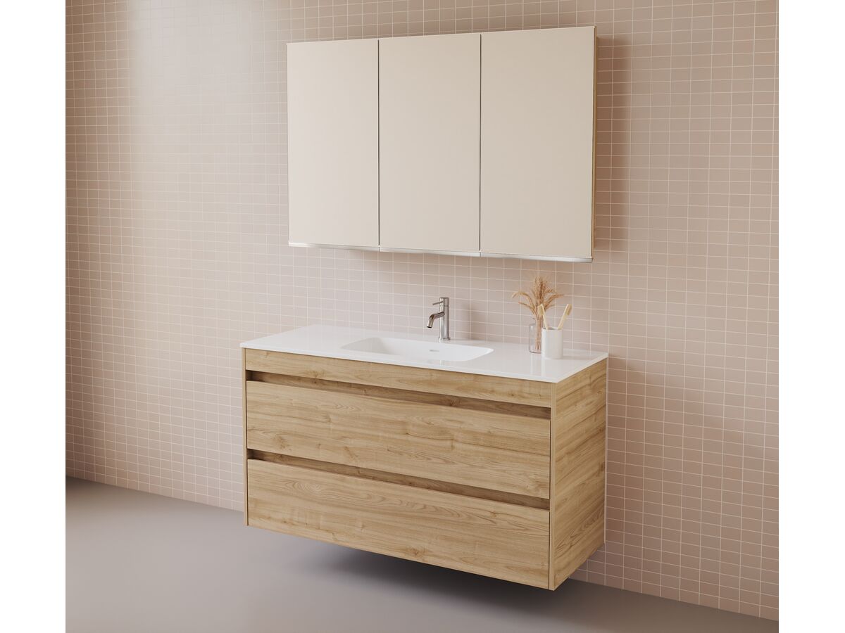 In Situ - Posh Domaine Twin 1200 2 Drawer Wall Hung Vanity Colour Console Top Gloss White Mineral Cast