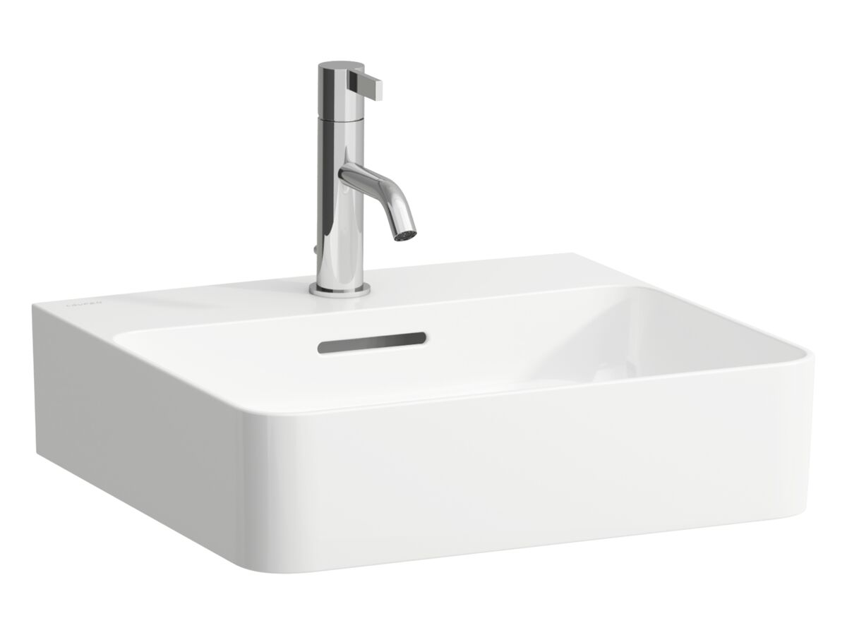 LAUFEN Val Wall Basin Right Hand Bowl 550mm x 315mm 1 Taphole with Overflow White