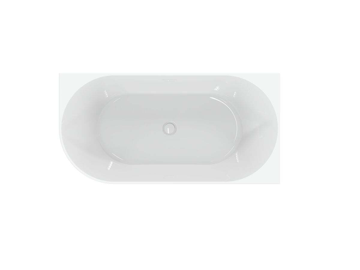 Supporting Image - Posh Solus Back to Corner Freestanding Bath 1500mm Right Corner with Overflow Gloss White - Top View
