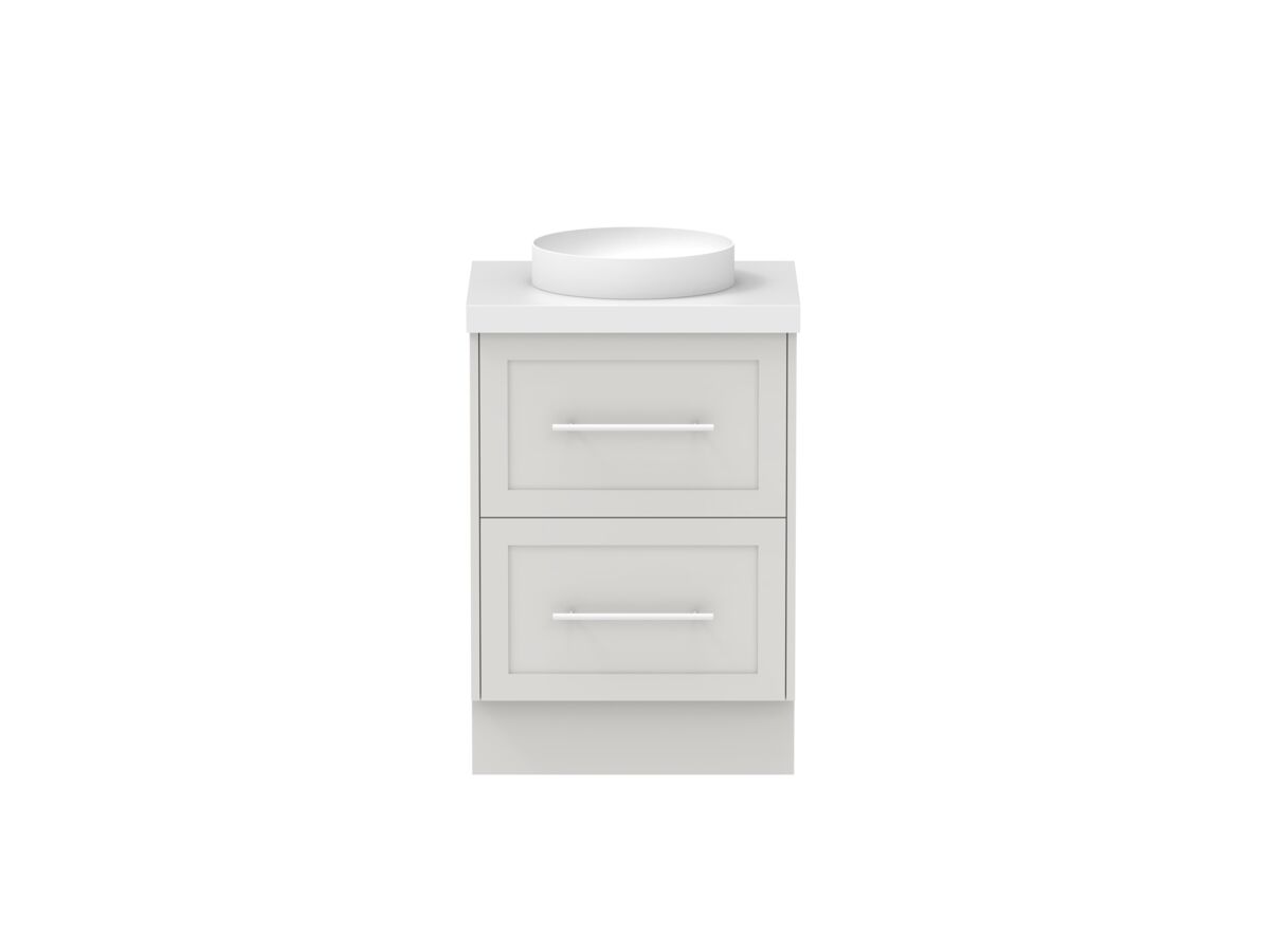 Hero - Kado Lux 600mm All Drawer Floor Mounted Vanity Unit 2 Drawers Single Centre Vanity 50mm Top