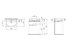 LAUFEN Sonar Wall Basin with Overflow 1 Taphole 600x420 White